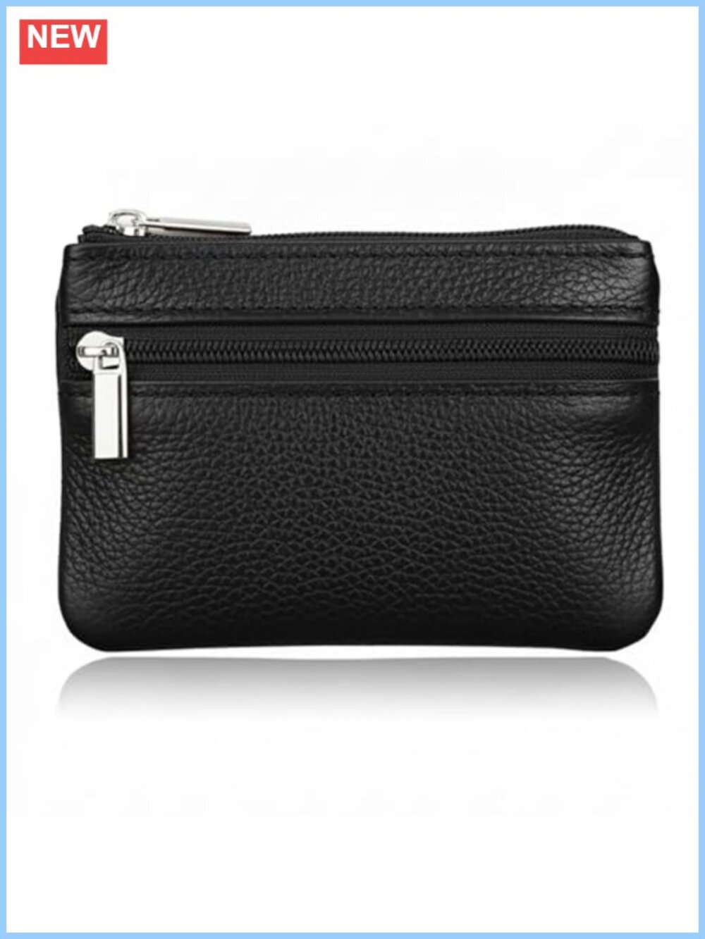 Small Mini Leather Coin Purse Change Pouch Zip Key Ring